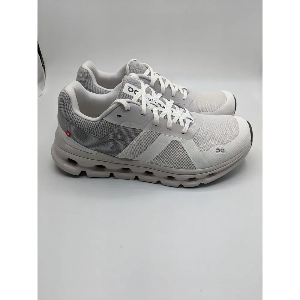 On Women's Cloudrunner Sneakers, White/Frost, 8 Medium US - Picture 2 of 9